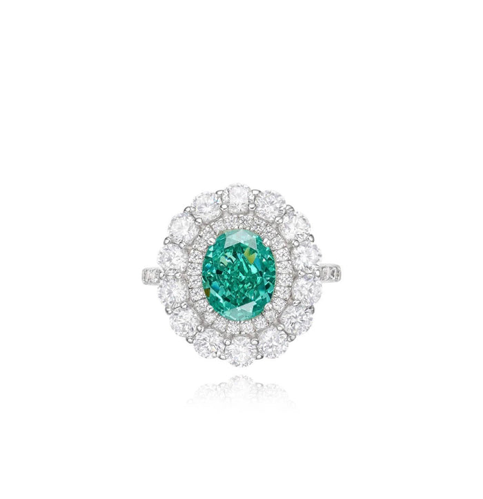 Oval Halo Paraiba Ring - Gem Vivi