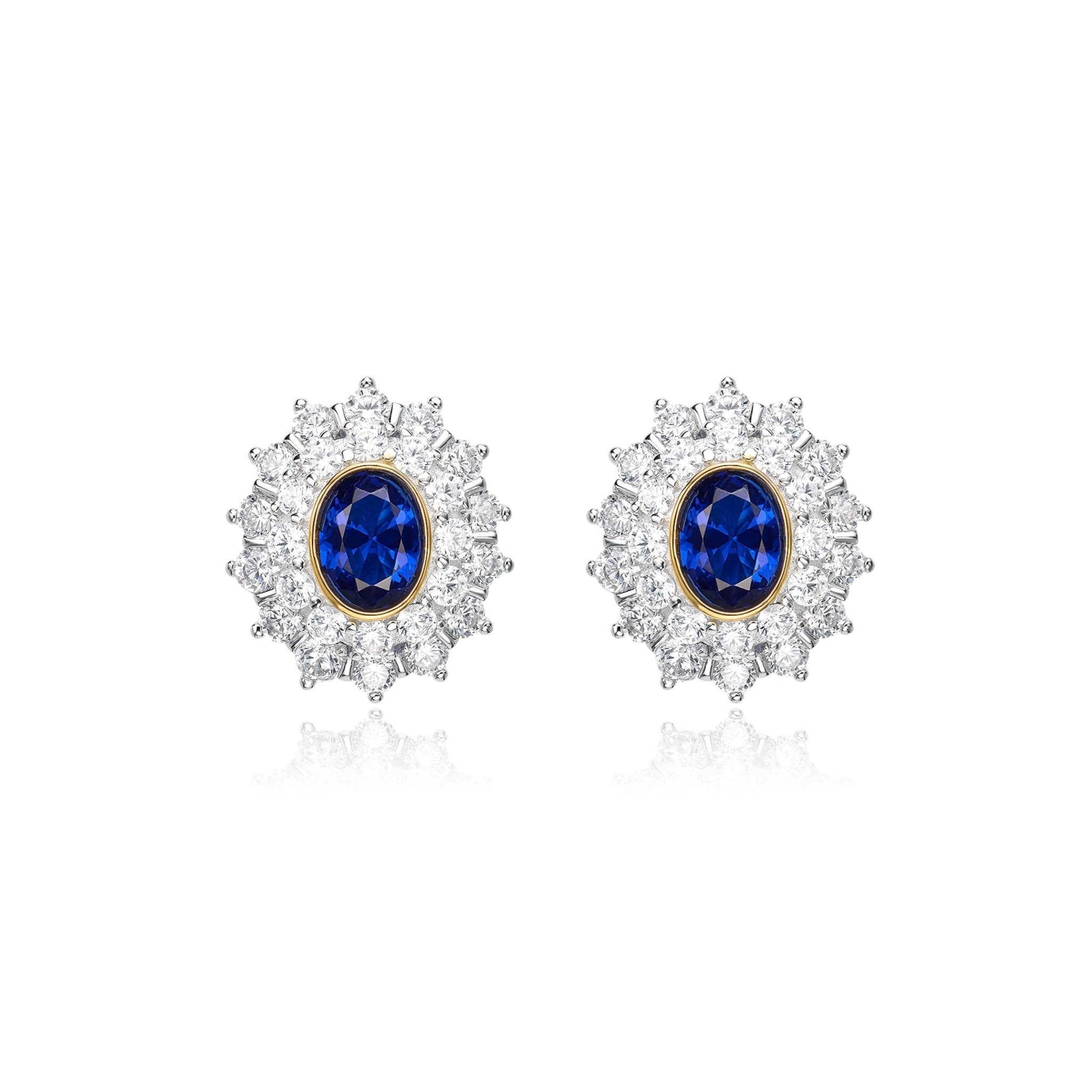 Oval Sapphire Double Halo Earrings - Gem Vivi