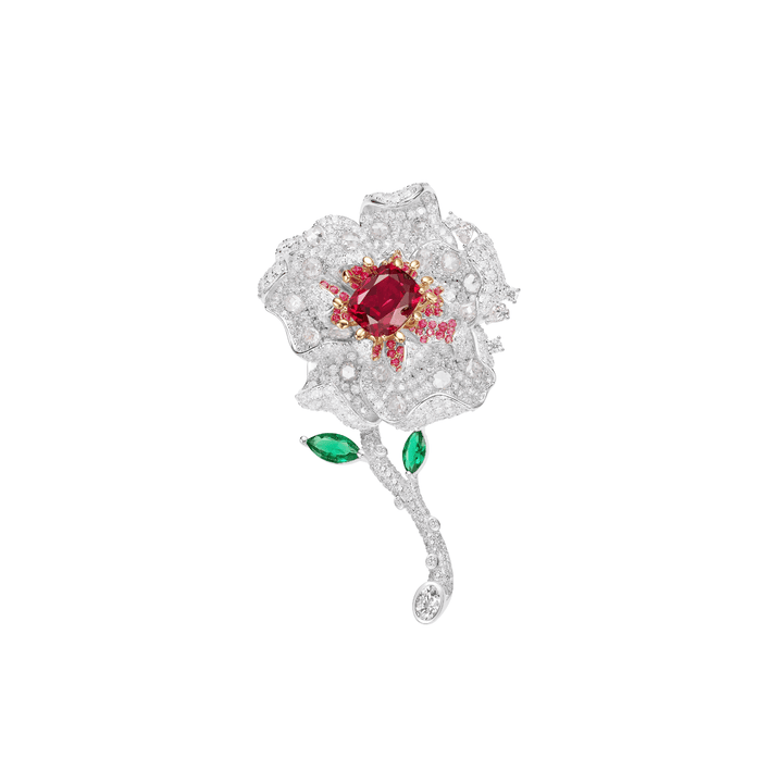 Peony Ruby Floral Brooch - Gem Vivi