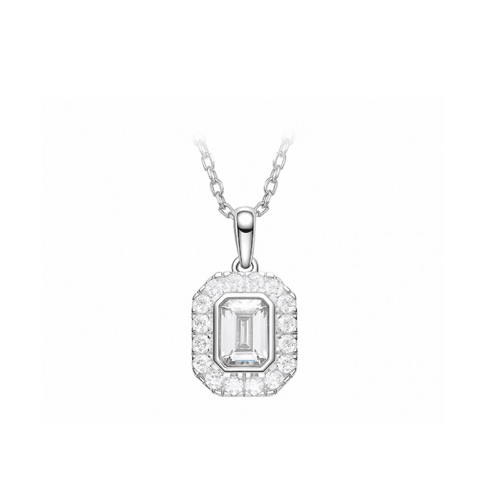 Radiant Emerald Halo Necklace - Gem Vivi
