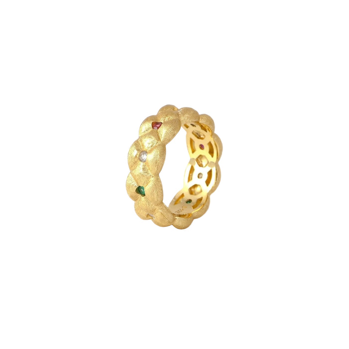 Red and Green Enchanted Garden Ring - Gem Vivi