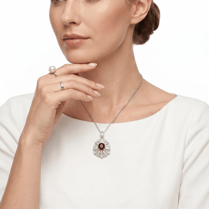 Regal Ruby Rosette Pendant Necklace - Gem Vivi