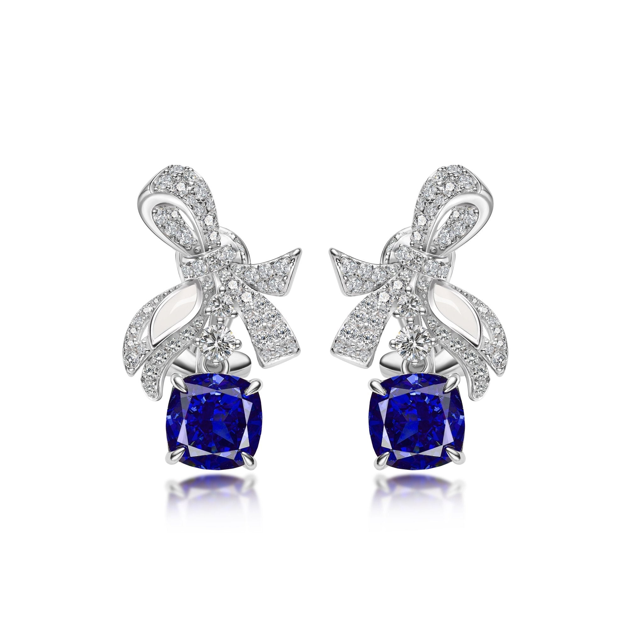 Ribbon Drop Sapphire Earrings - Gem Vivi
