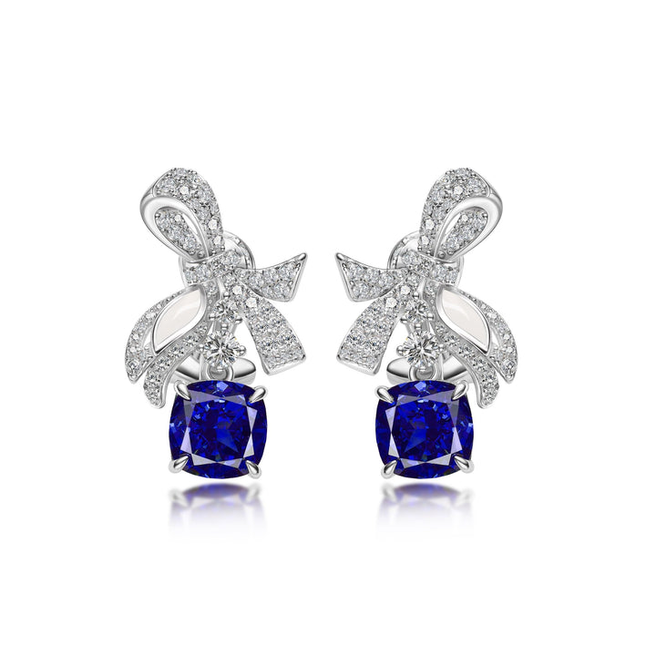 Ribbon Drop Sapphire Earrings - Gem Vivi