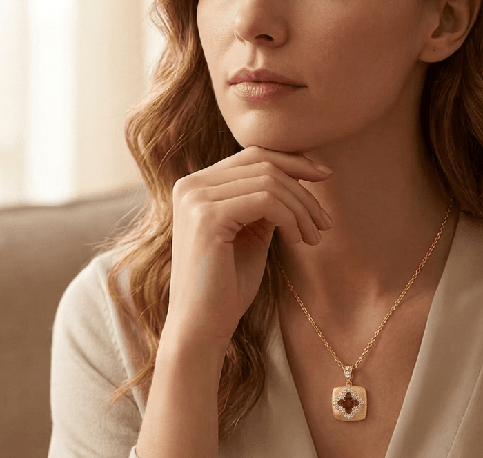 Royal Clover Garnet Pendant Necklace - Gem Vivi