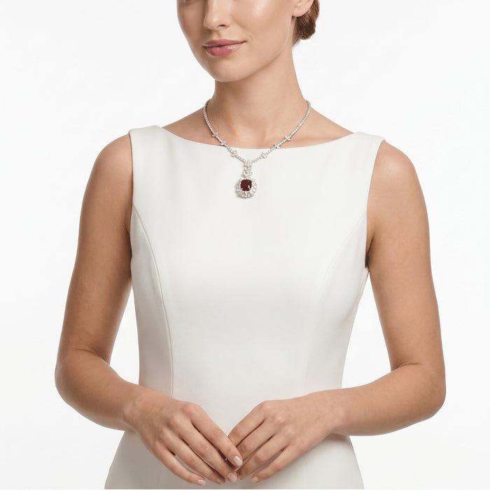 Royal Sapphire Halo Drop Necklace - Gem Vivi