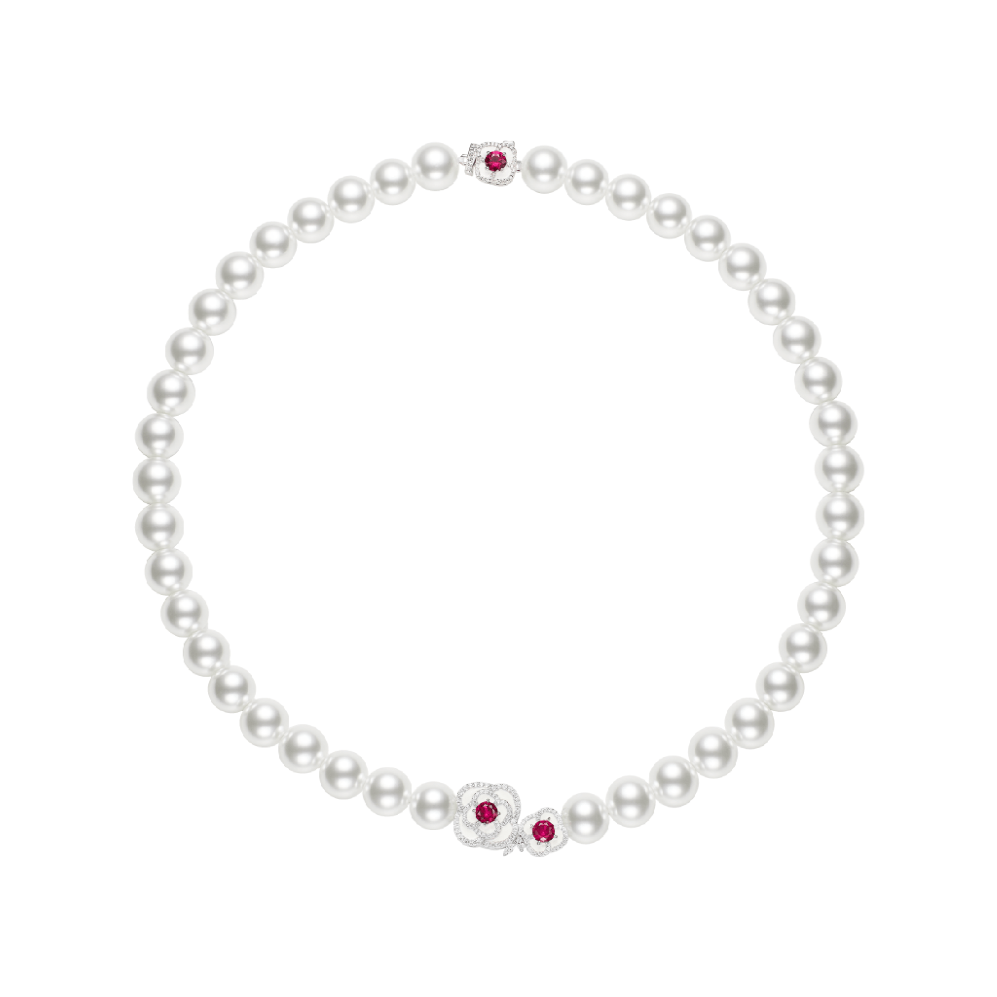Ruby and Pearl Necklace - Gem Vivi