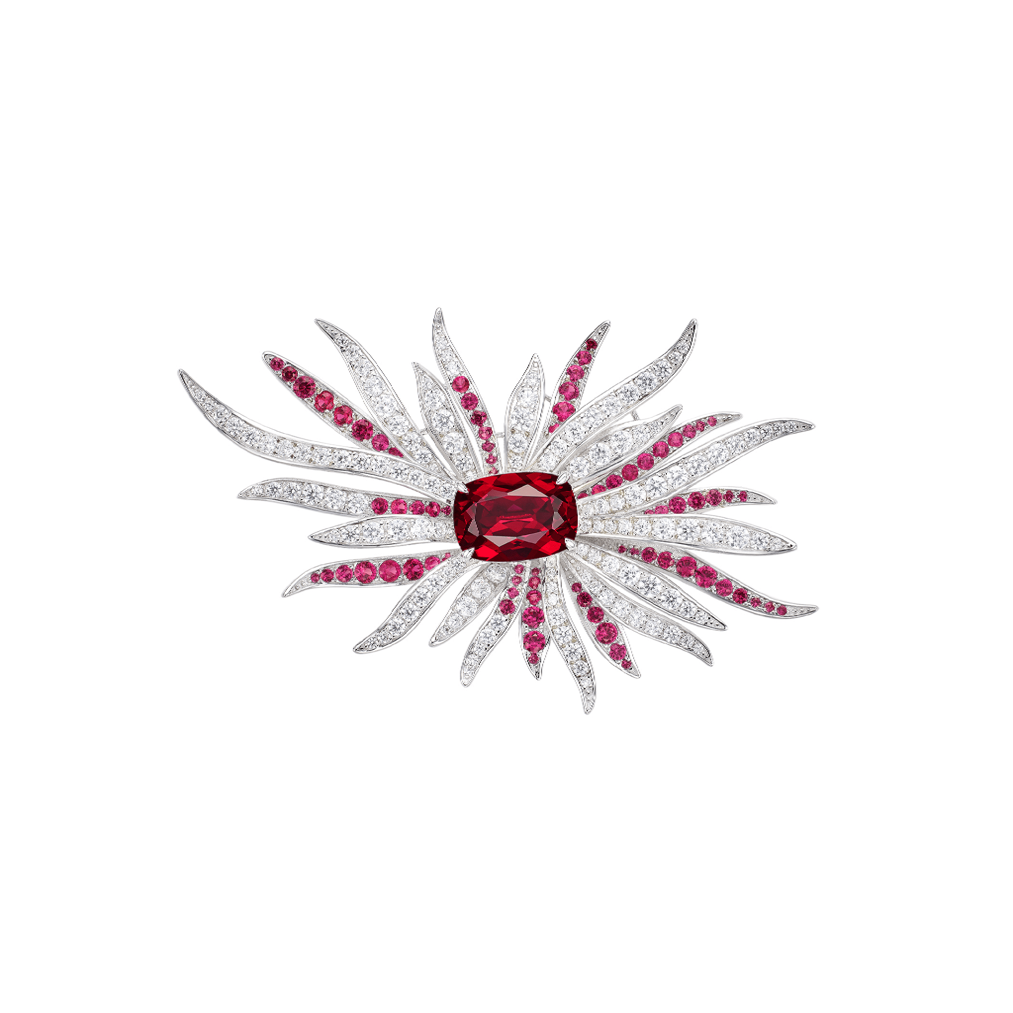 Ruby Fireworks Burst Brooch - Gem Vivi