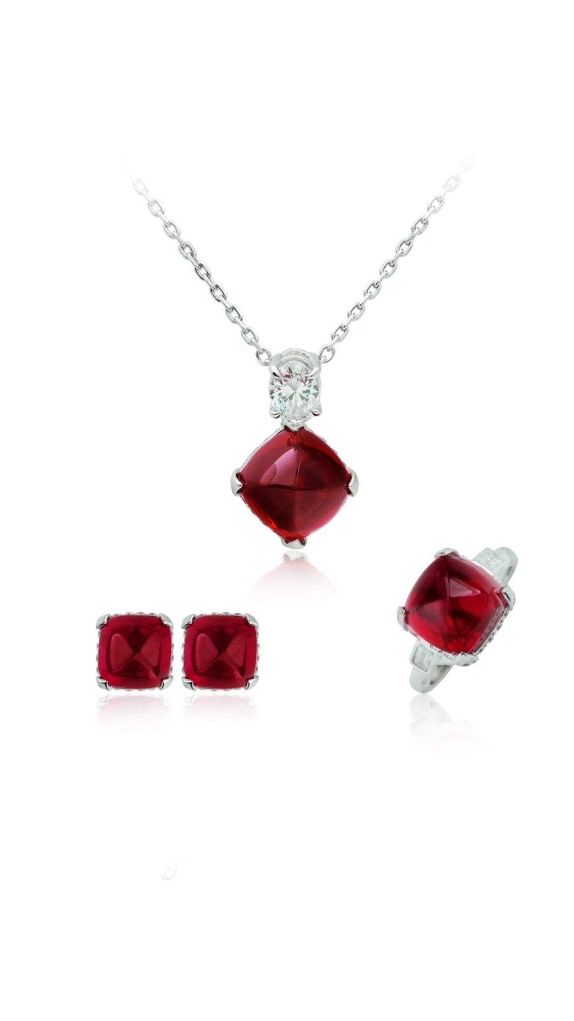 Ruby Radiance Sugar Loaf Earrings - Gem Vivi