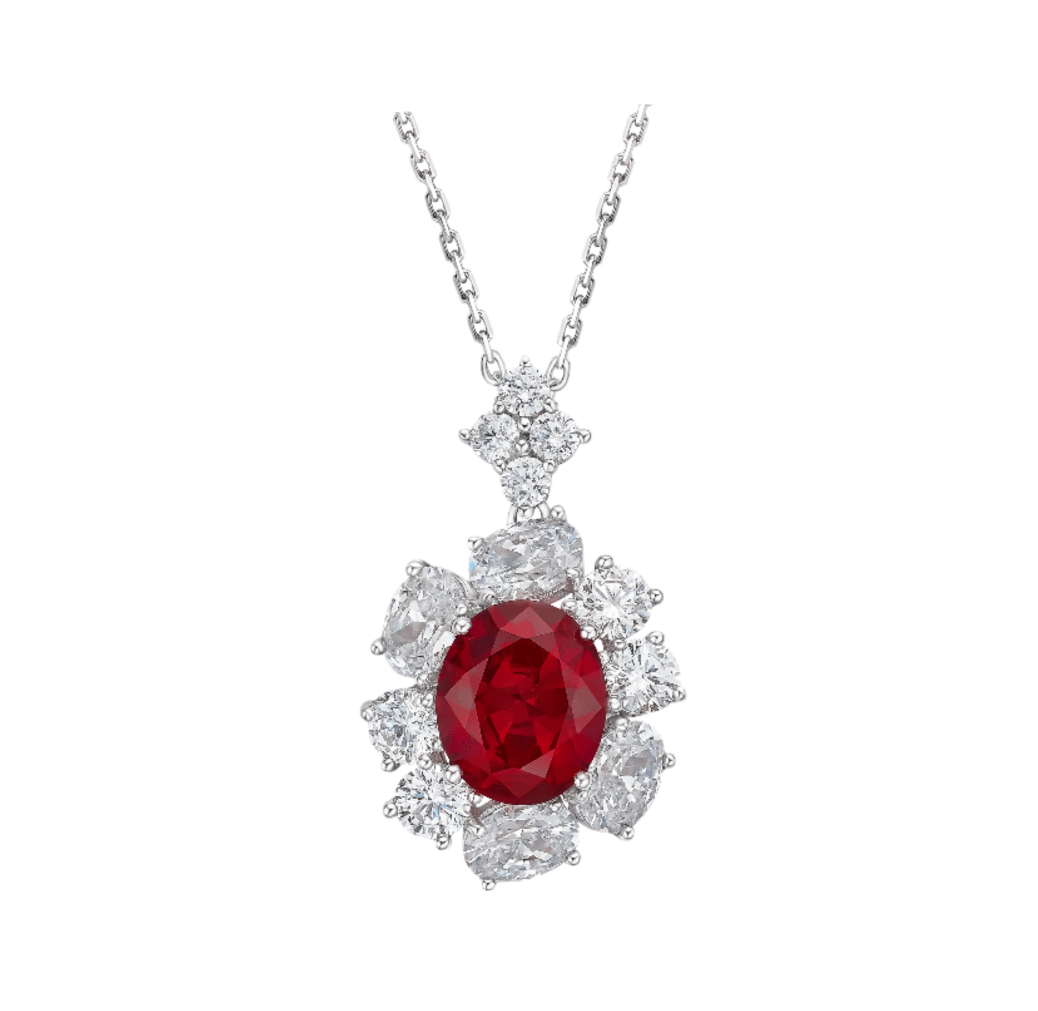 Ruby Spark Oval Pendant Necklace - Gem Vivi