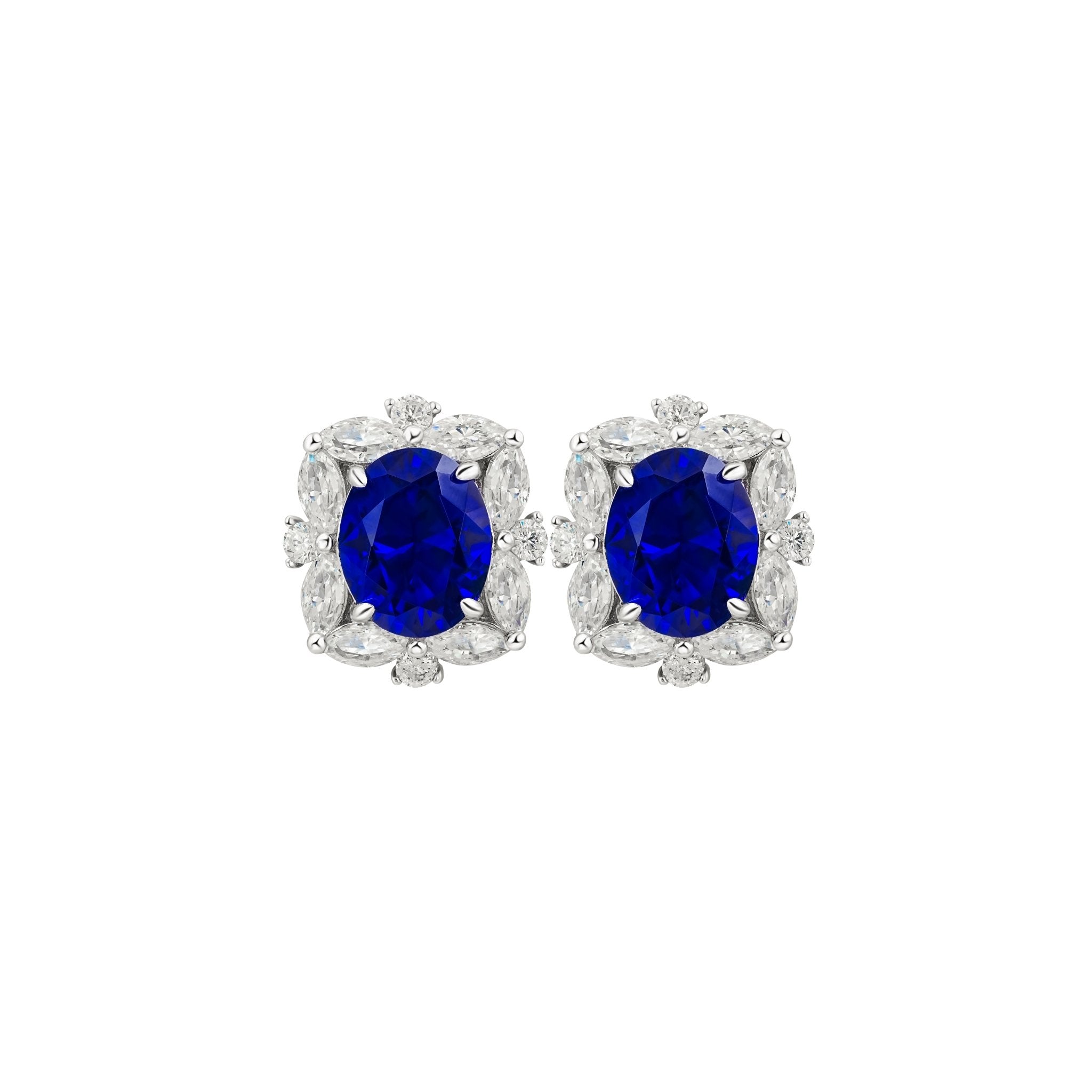 Sapphire Bloom Halo Stud Earrings - Gem Vivi