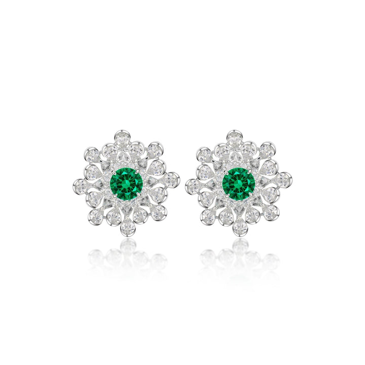 Snowflake Emerald Stud Earrings - Gem Vivi