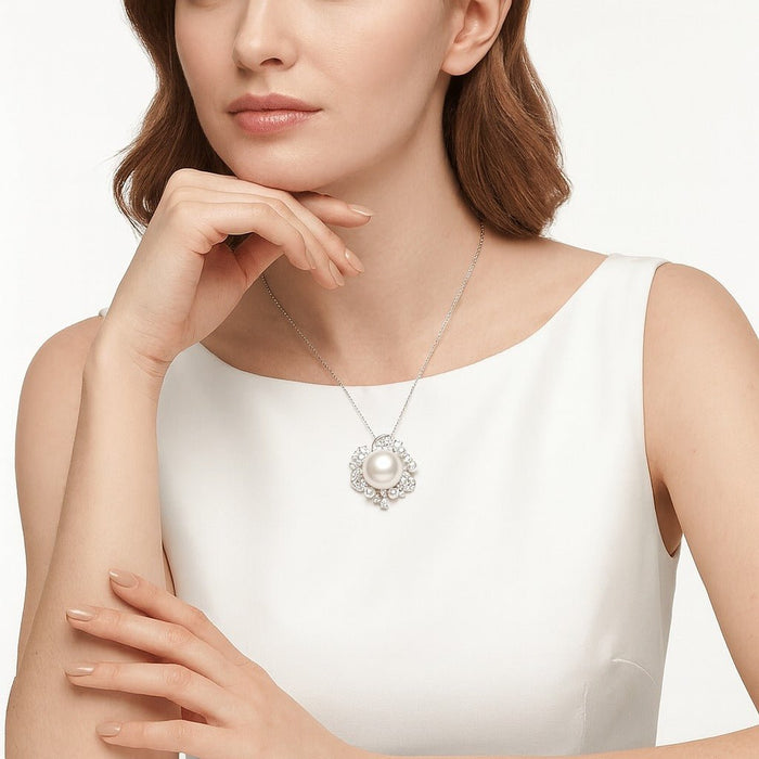 Solaire Pearl Cluster Pendant Necklace - Gem Vivi