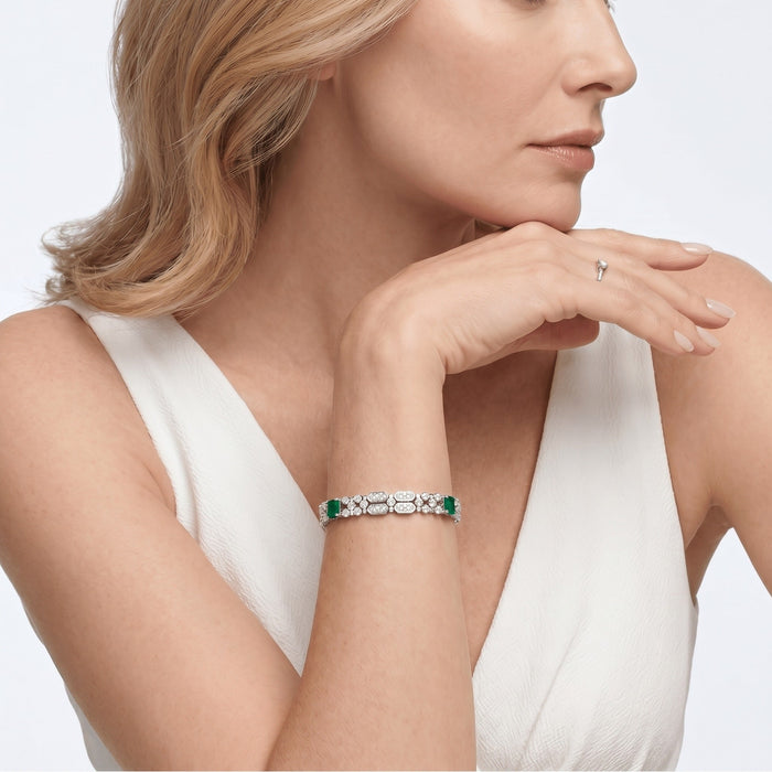 Square Emerald Green Bracelet - Gem Vivi
