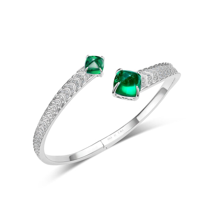 Twin Sugar - Loaf Emerald Cuff Bracelet - Gem Vivi
