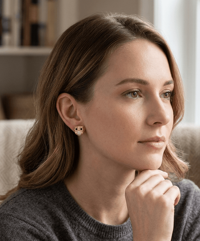 Wise Owl Stud Earrings - Gem Vivi