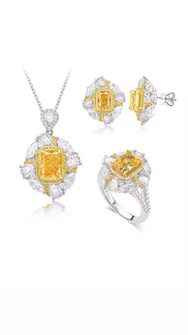 Yellow Square Stone Dangle Earrings - Gem Vivi