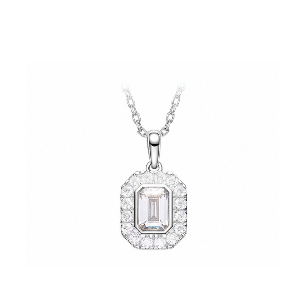 Radiant Emerald Halo Necklace