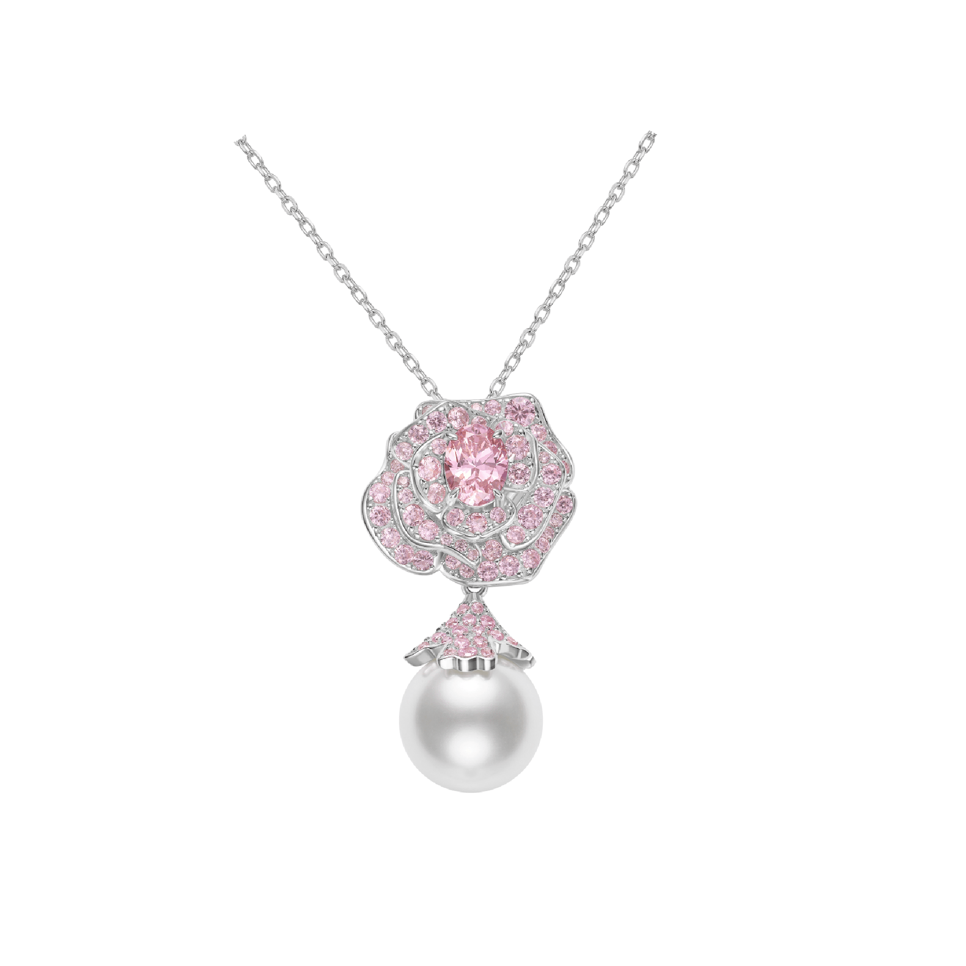 Angel's Rose Pearl Drop Necklace - Gem Vivi