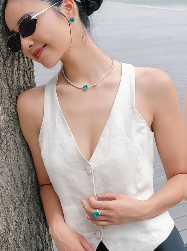 Aqua Paraiba Luxe Necklace - Gem Vivi
