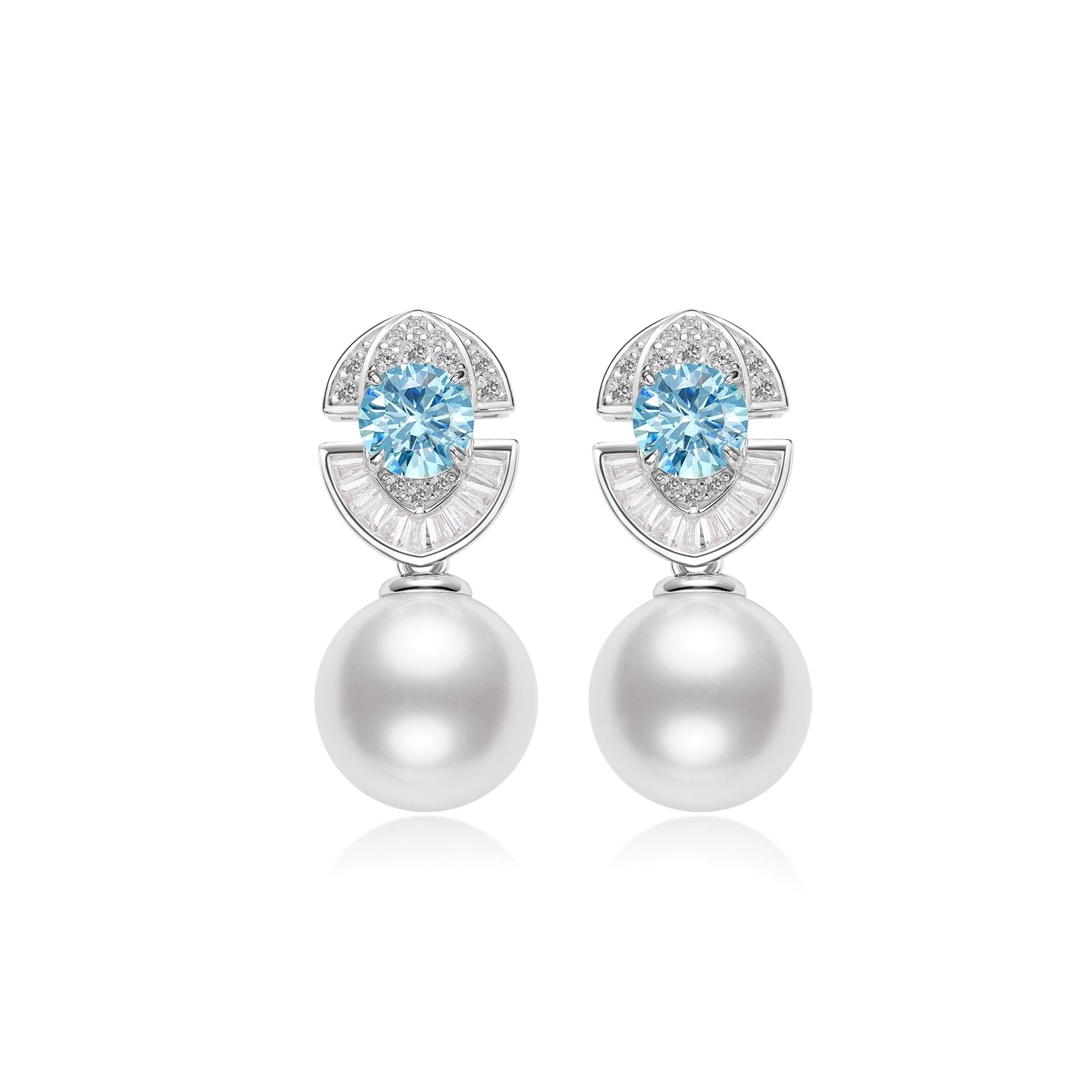 Aquamarine and Pearl Drop Earrings - Gem Vivi