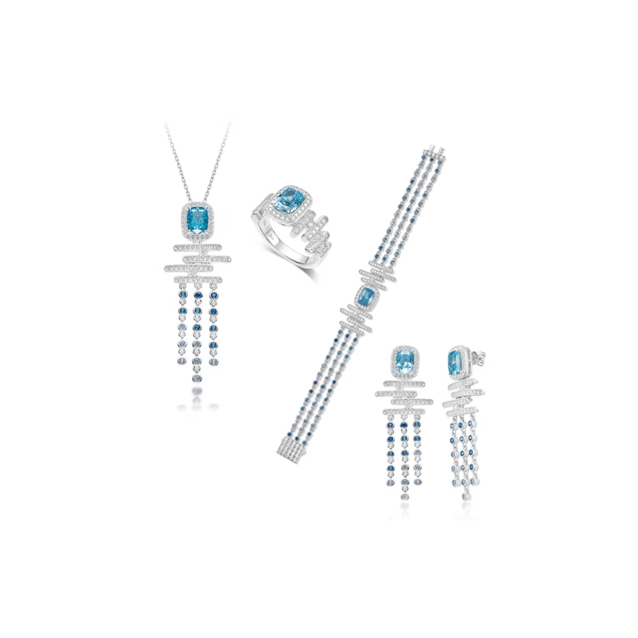 Aquamarine Cadence Cascade Bracelet - Gem Vivi