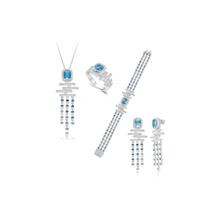 Aquamarine Cadence Cascade Bracelet - Gem Vivi