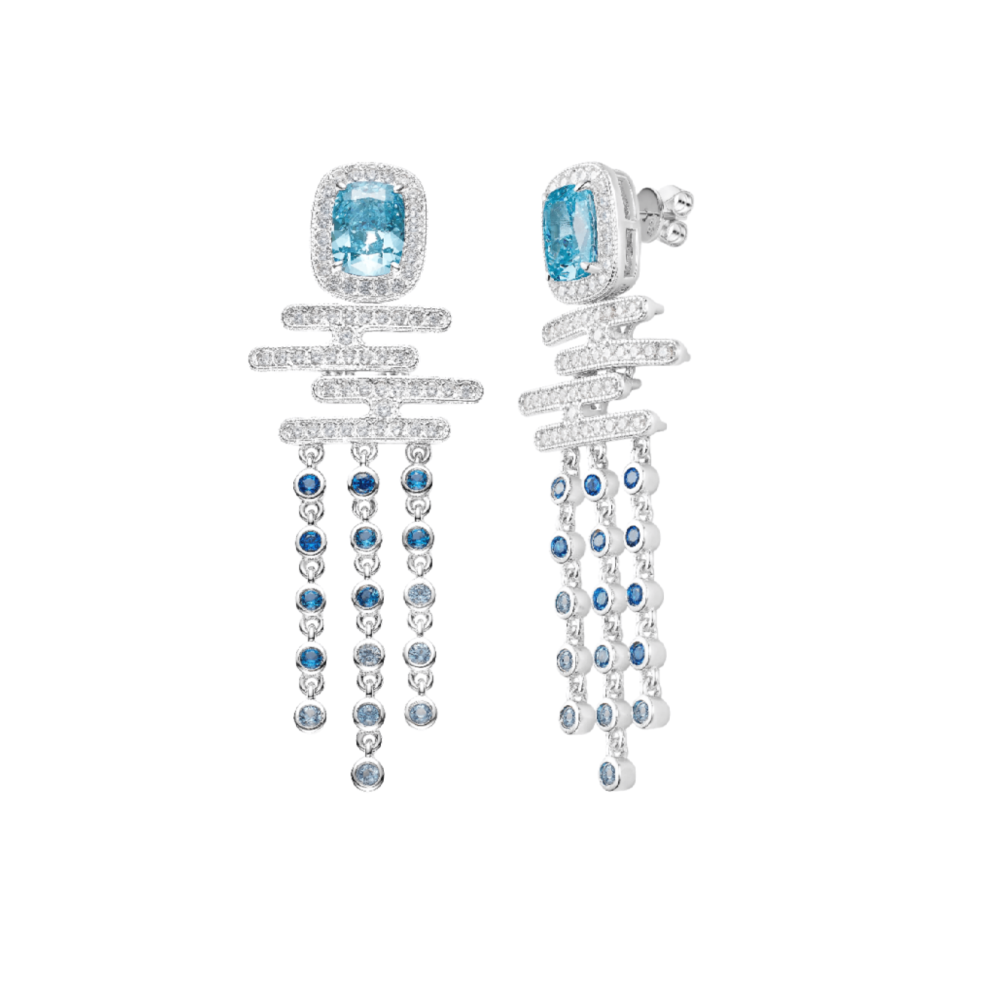 Aquamarine Cadence Cascade Earrings - Gem Vivi