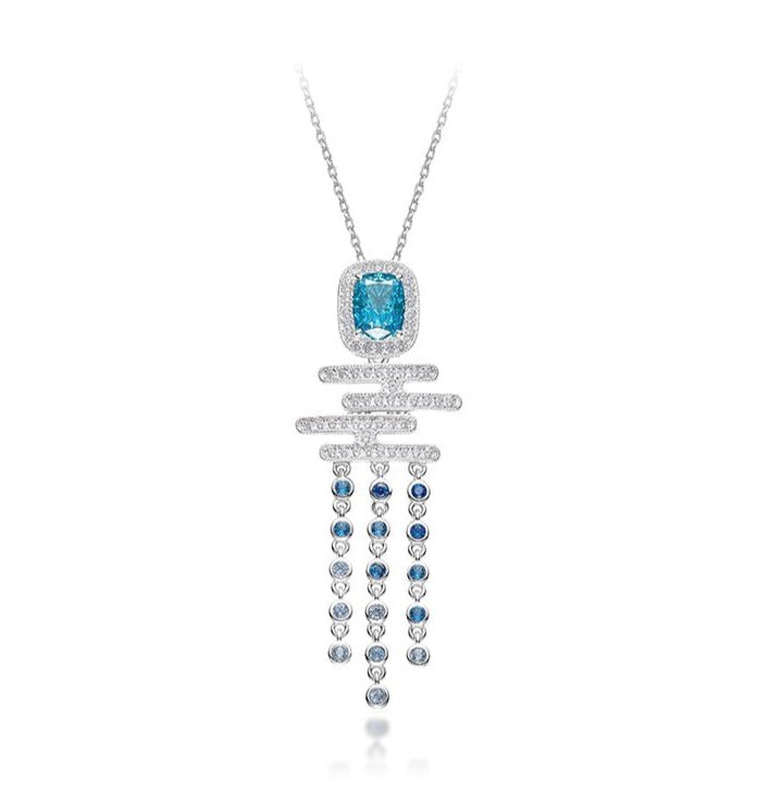 Aquamarine Cadence Cascade Necklace - Gem Vivi