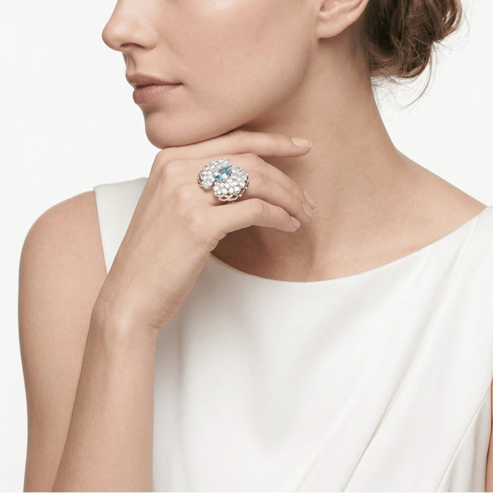Azure Petal Waterfall Cluster Ring - Gem Vivi
