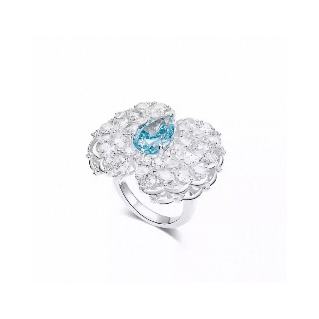 Azure Petal Waterfall Cluster Ring - Gem Vivi