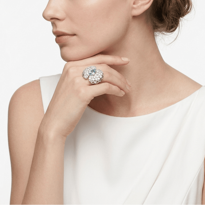 Azure Petal Waterfall Cluster Ring - Gem Vivi