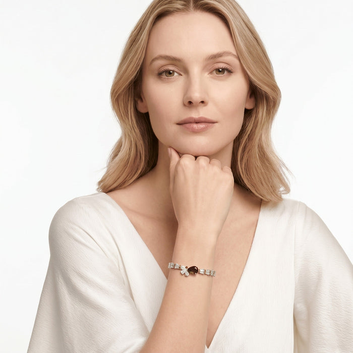 Baguette And Pear Ruby Link Bracelet - Gem Vivi