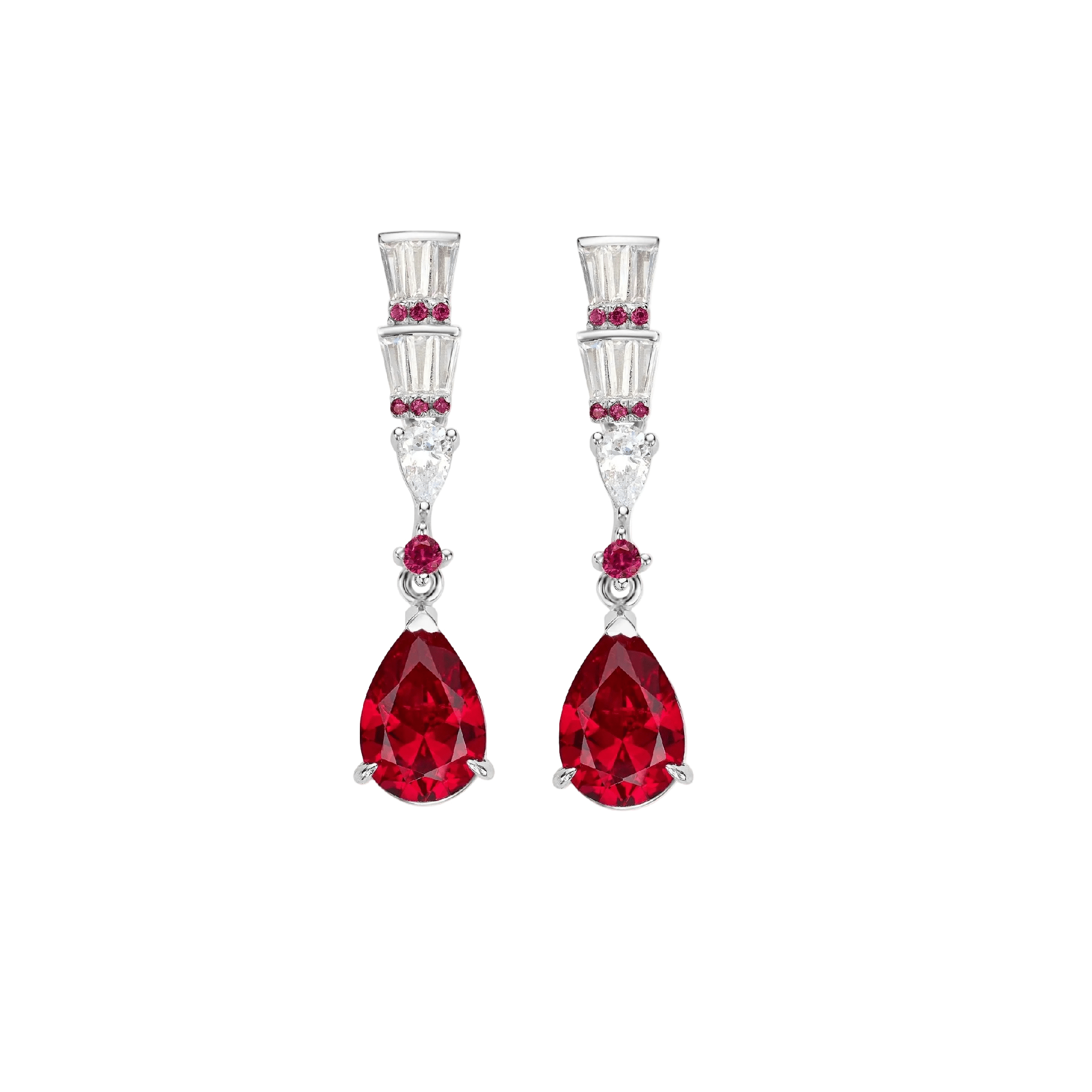 Baguette And Teardrop Ruby Earrings - Gem Vivi
