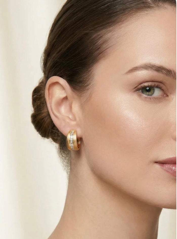 Baguette Radiance Satin Hoops - Gem Vivi
