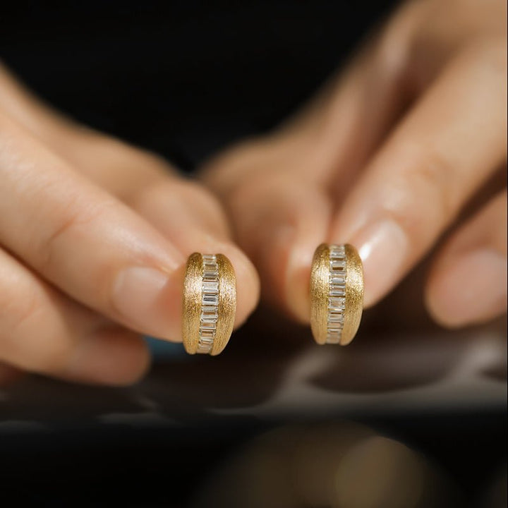 Baguette Radiance Satin Hoops - Gem Vivi