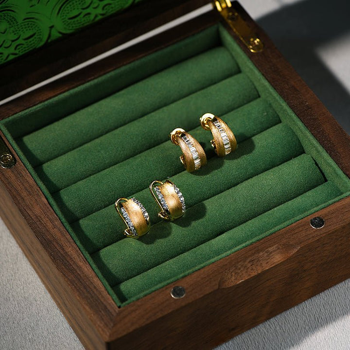 Baguette Radiance Satin Hoops - Gem Vivi