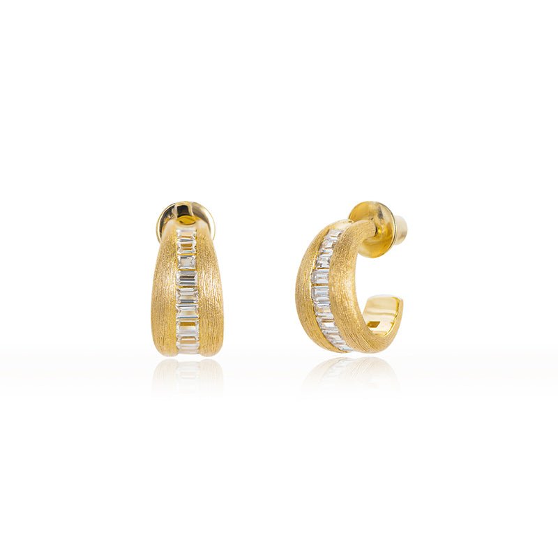 Baguette Radiance Satin Hoops - Gem Vivi