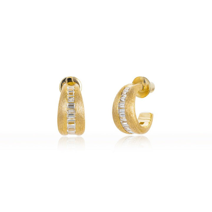 Baguette Radiance Satin Hoops - Gem Vivi