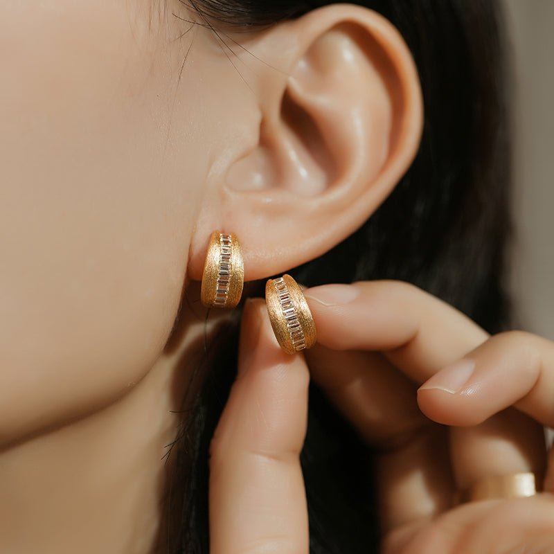 Baguette Radiance Satin Hoops - Gem Vivi