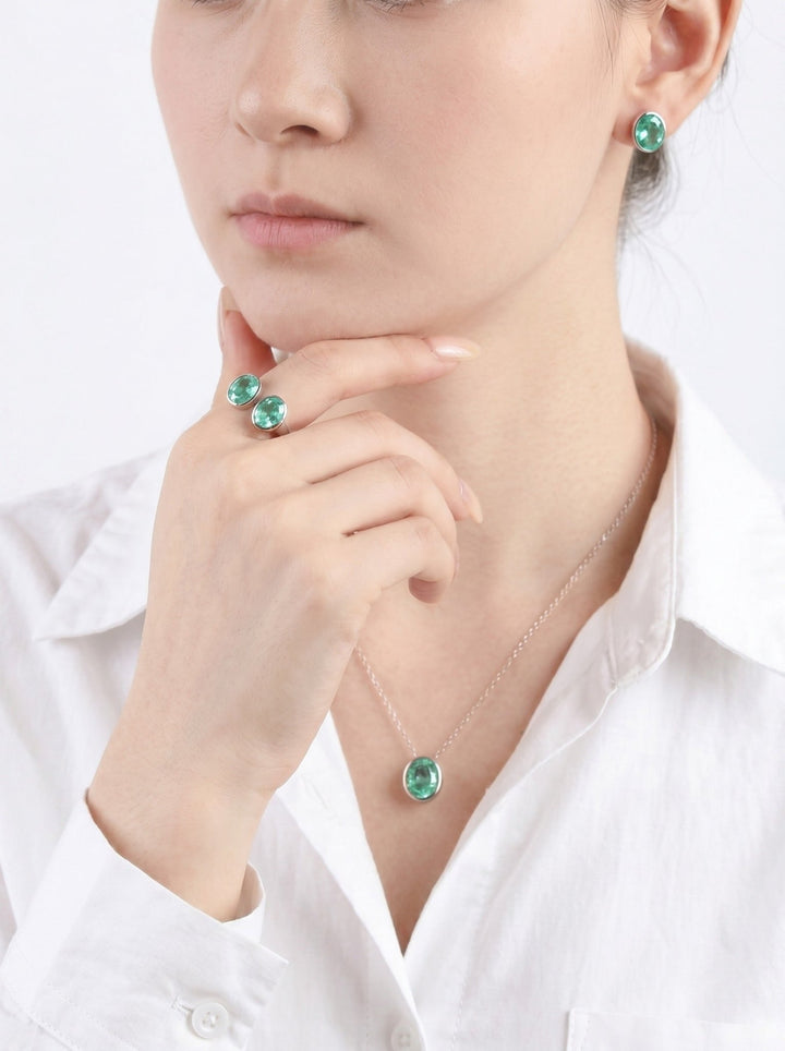 Bezel Paraiba Pendant Necklace - Gem Vivi