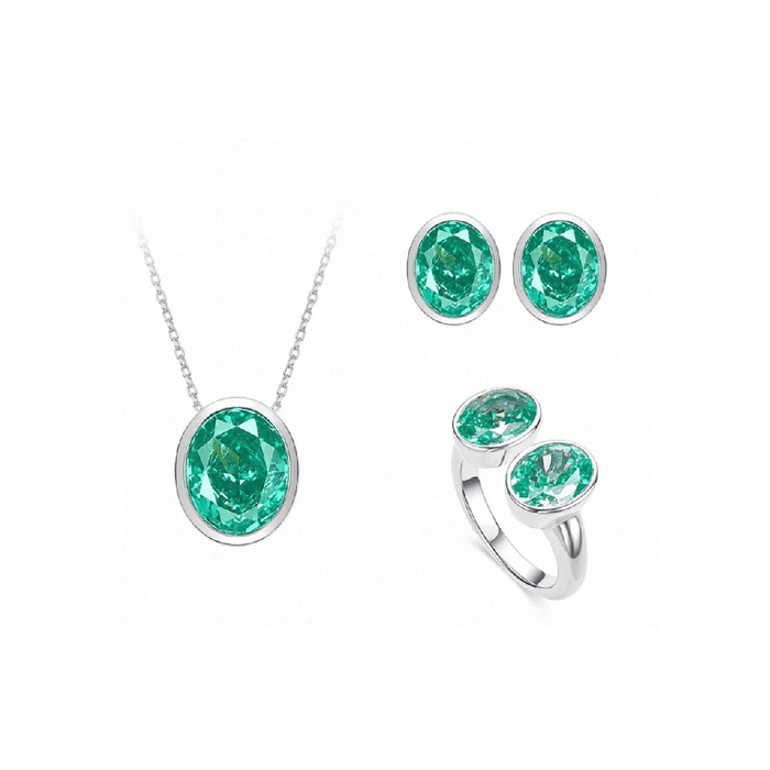 Bezel Paraiba Radiance Three-Piece Jewelry Set - Gem Vivi