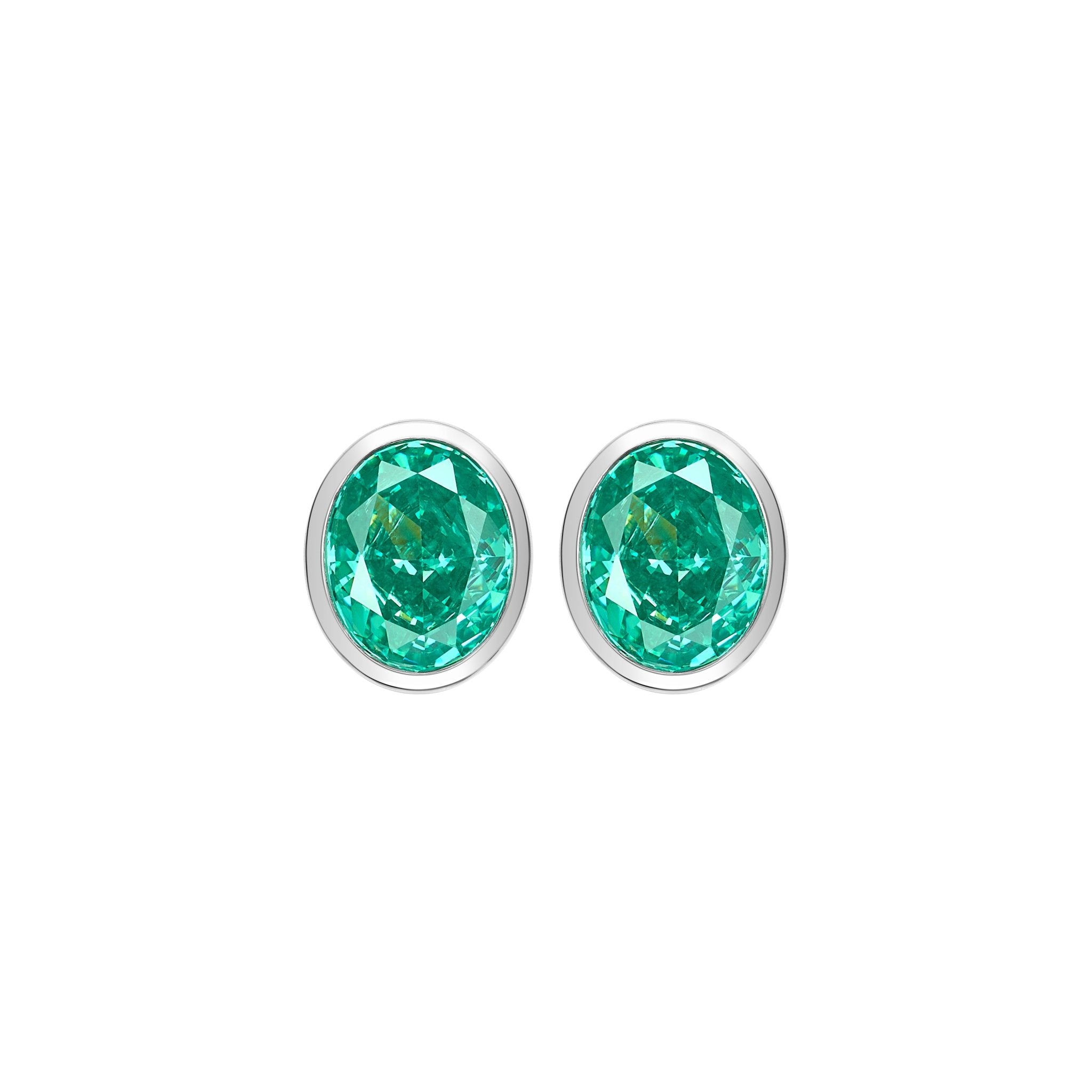Bezel Paraiba Stud Earrings - Gem Vivi