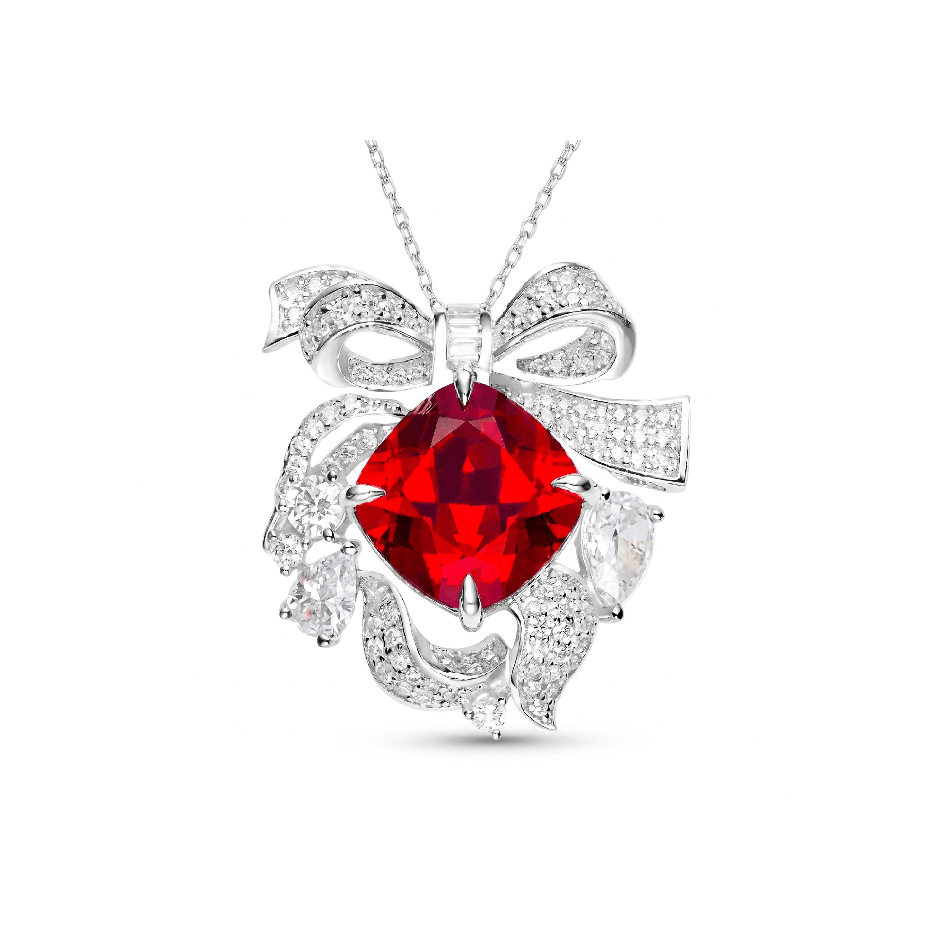 Bloom Ribbon Pendant Necklace - Gem Vivi
