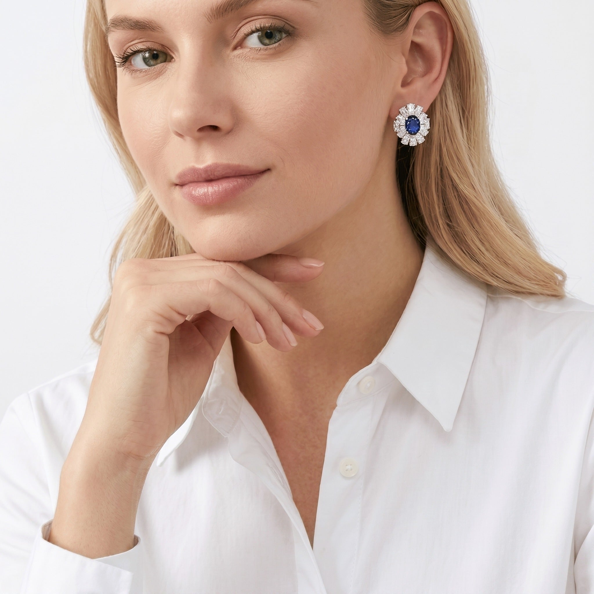 Bloom Royal Halo Cluster Earrings - Gem Vivi