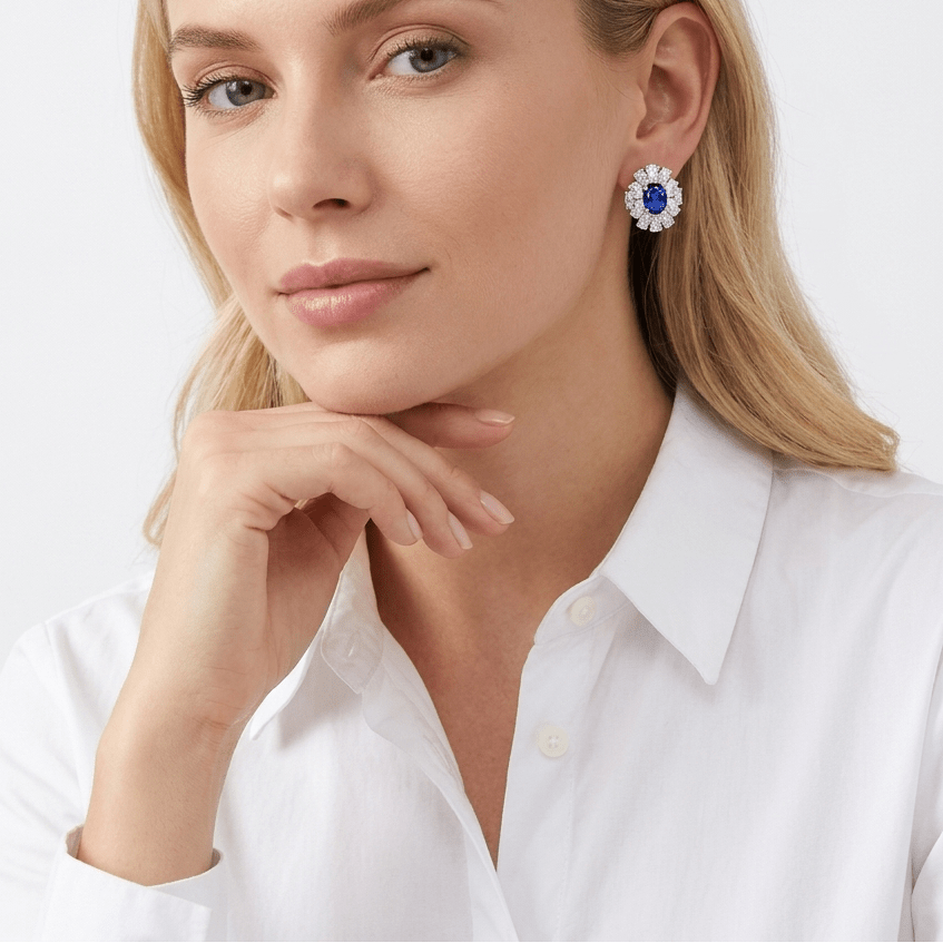 Bloom Royal Halo Cluster Earrings - Gem Vivi