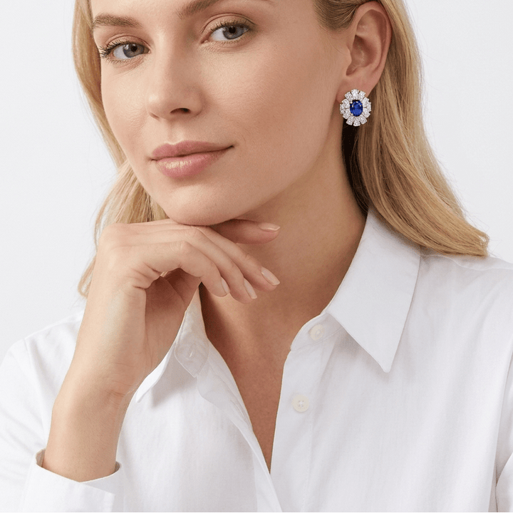 Bloom Royal Halo Cluster Earrings - Gem Vivi