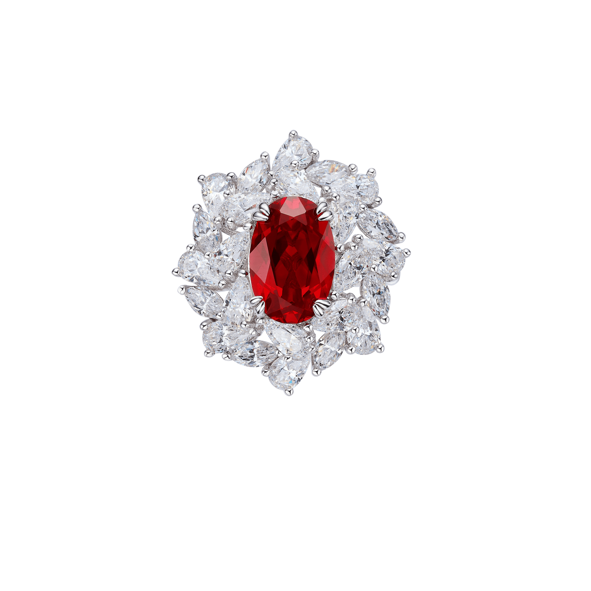 Blossom Crimson Ruby Oval Ring - Gem Vivi