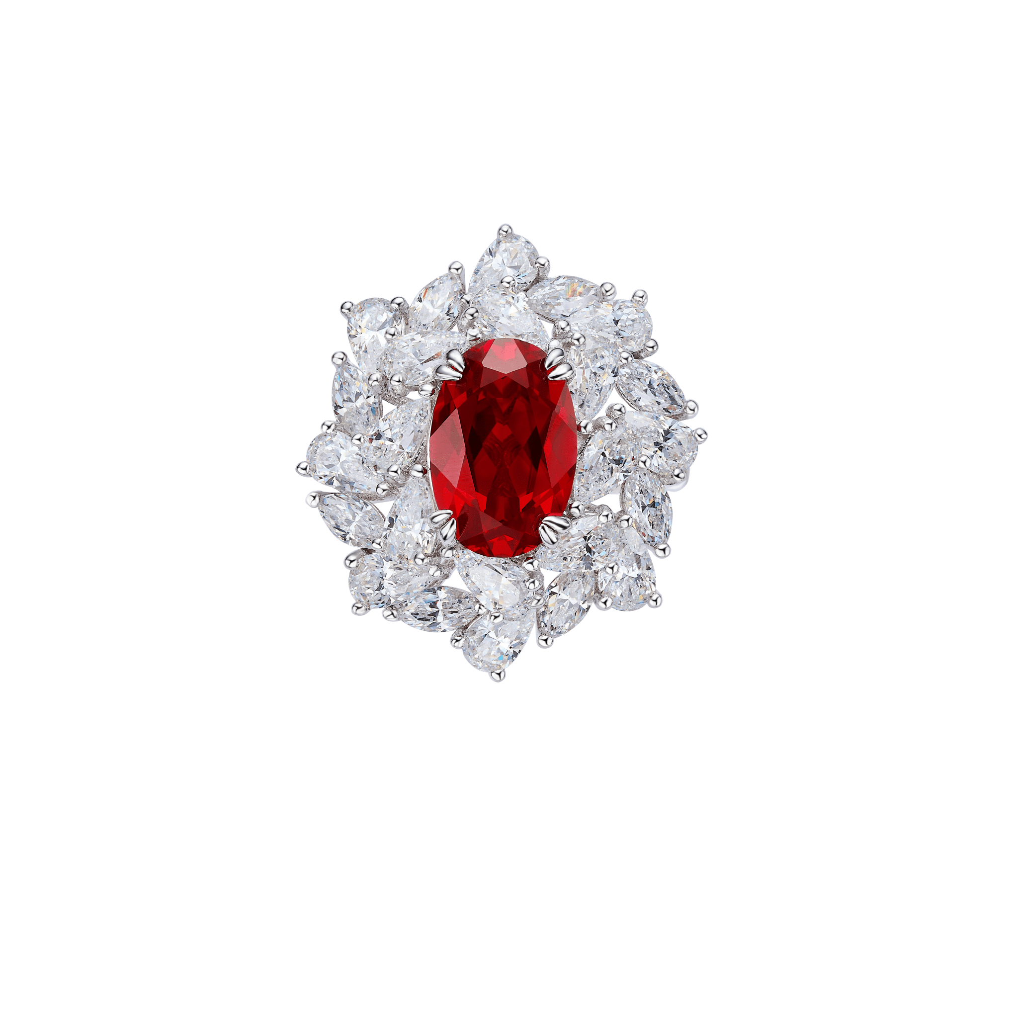 Blossom Crimson Ruby Oval Ring - Gem Vivi