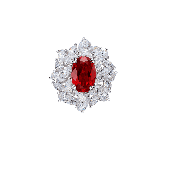 Blossom Crimson Ruby Oval Ring - Gem Vivi